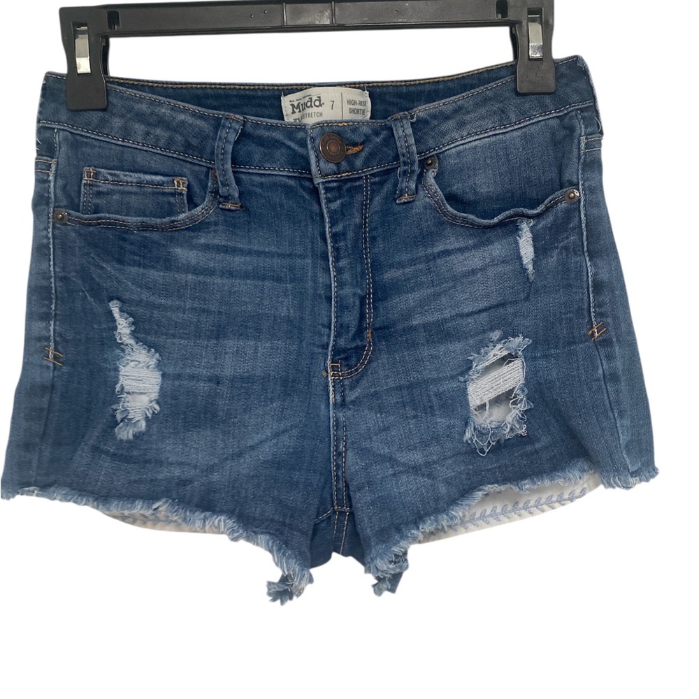 Mudd Dark Blue Ripped Jean Shorts GUC 7